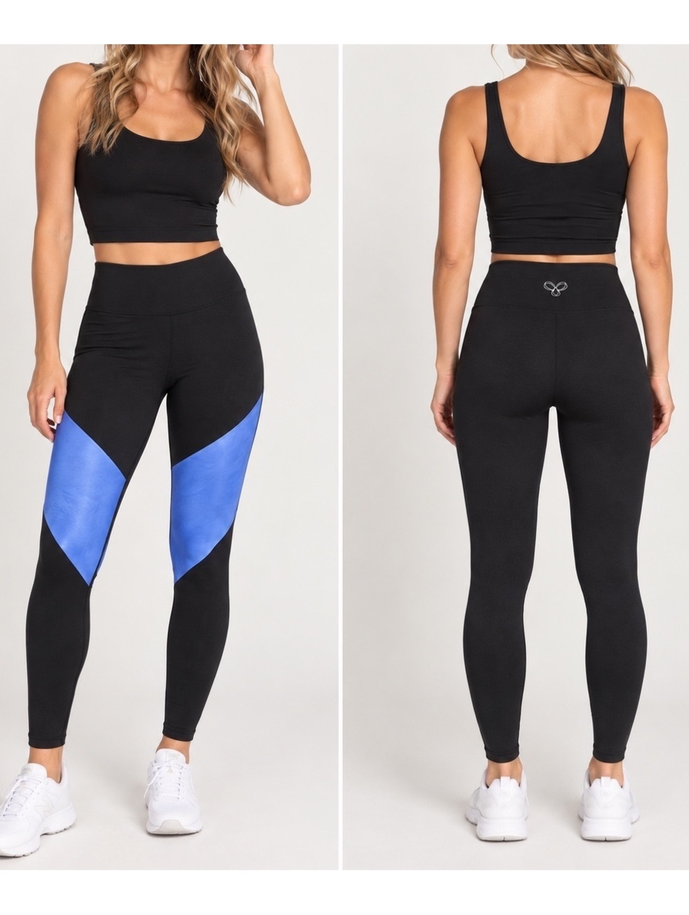 TNA Aritzia Black Blue Colorblock Cotton Stretch Leggings Women’s S